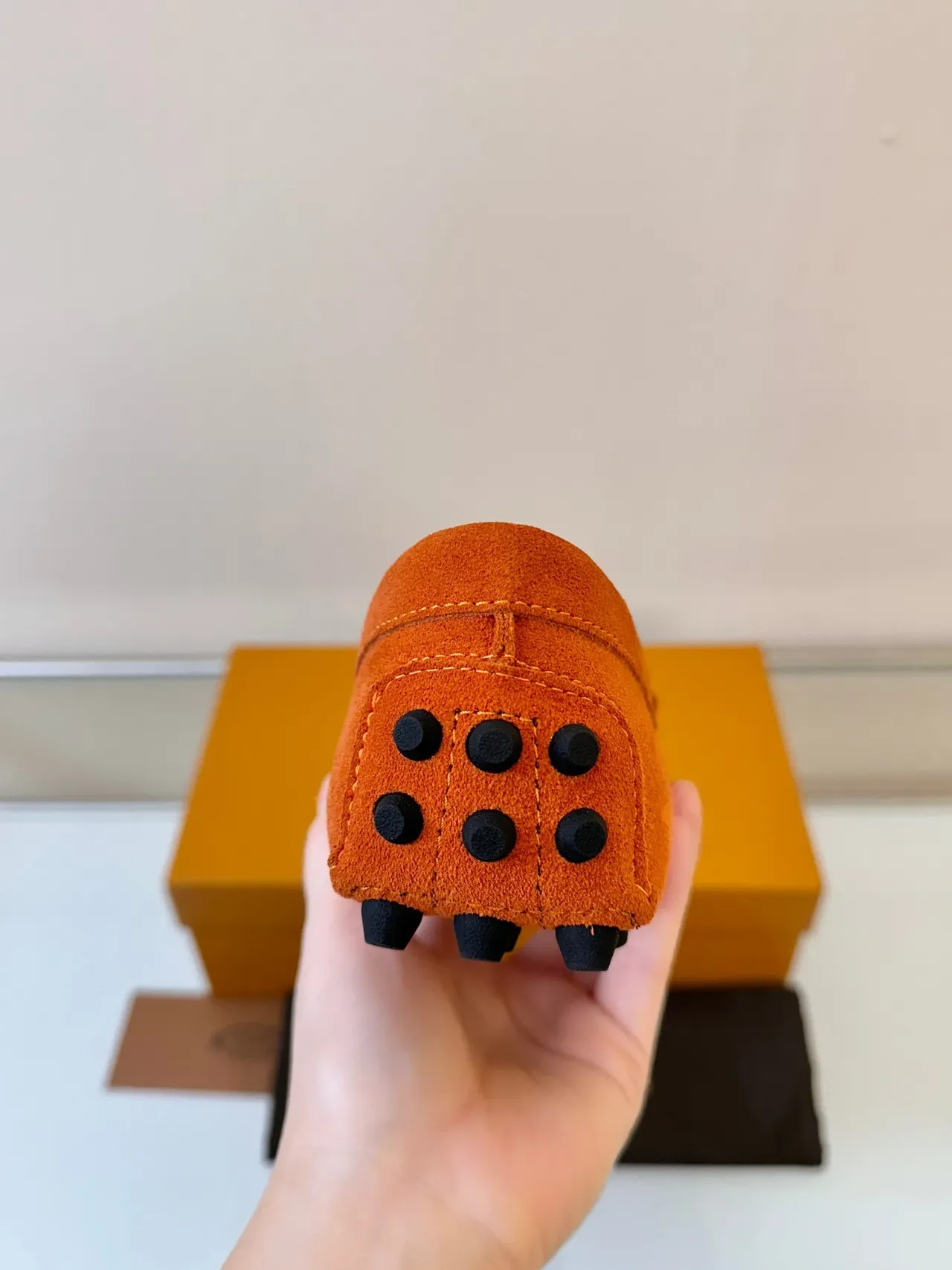 Hermès Oran Mocassins Laranja Camurça H-Bit 4