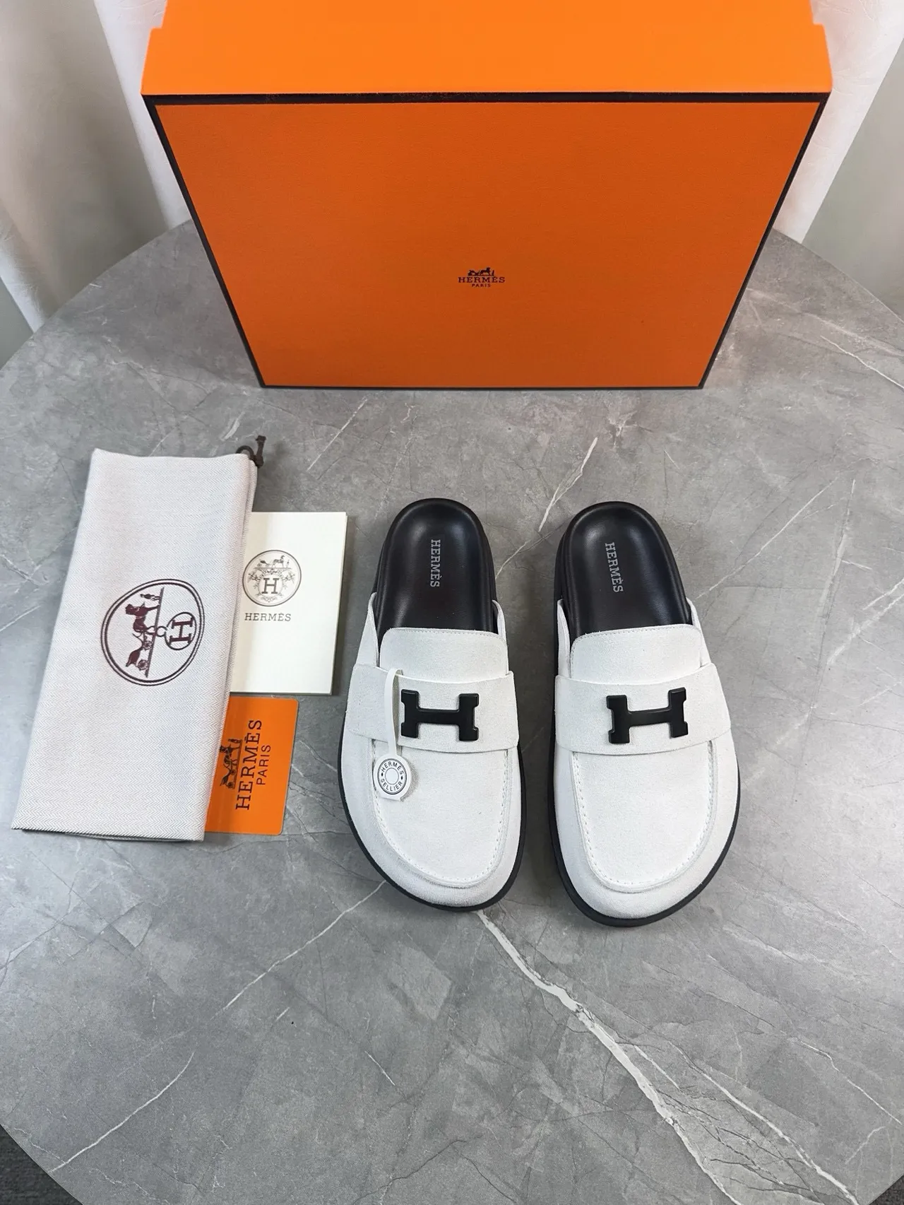 Hermès Oran Loafer Daim blanc Sangle H-Logo Lacet slip-on Loafer 6