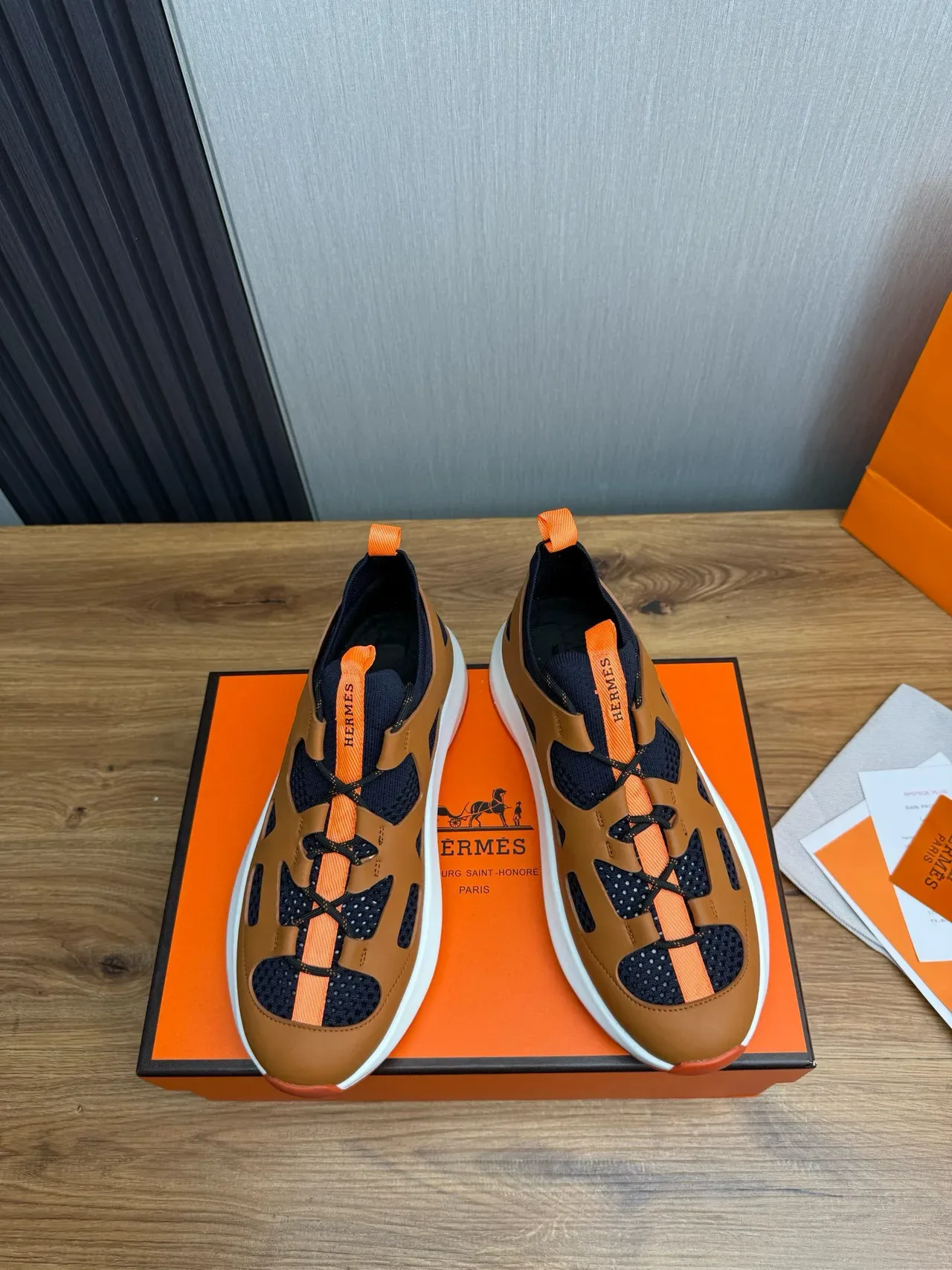 Hermès Oran Sneaker Tan Navy Orange Lifestyle Sneakers 2