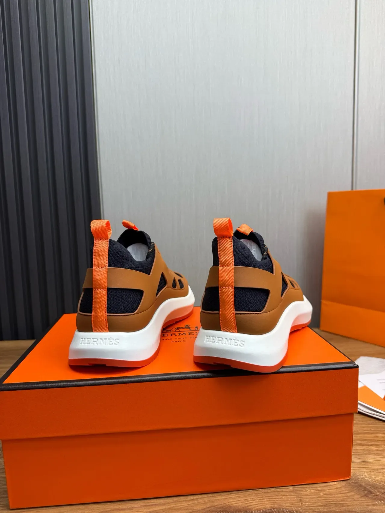 Hermès Oran Sneaker Tan Navy Orange Lifestyle Sneakers 5
