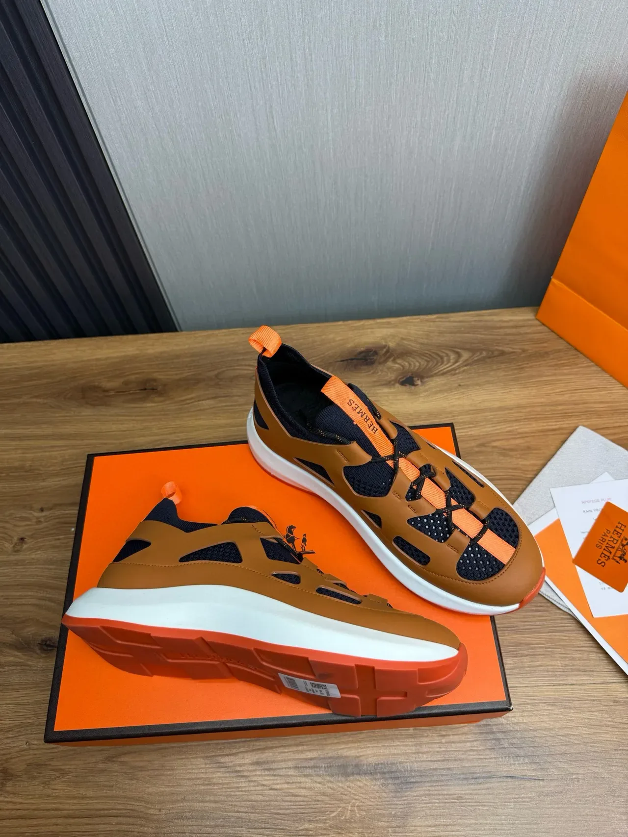 Hermès Oran Sneaker Tan Navy Orange Lifestyle Sneakers 6