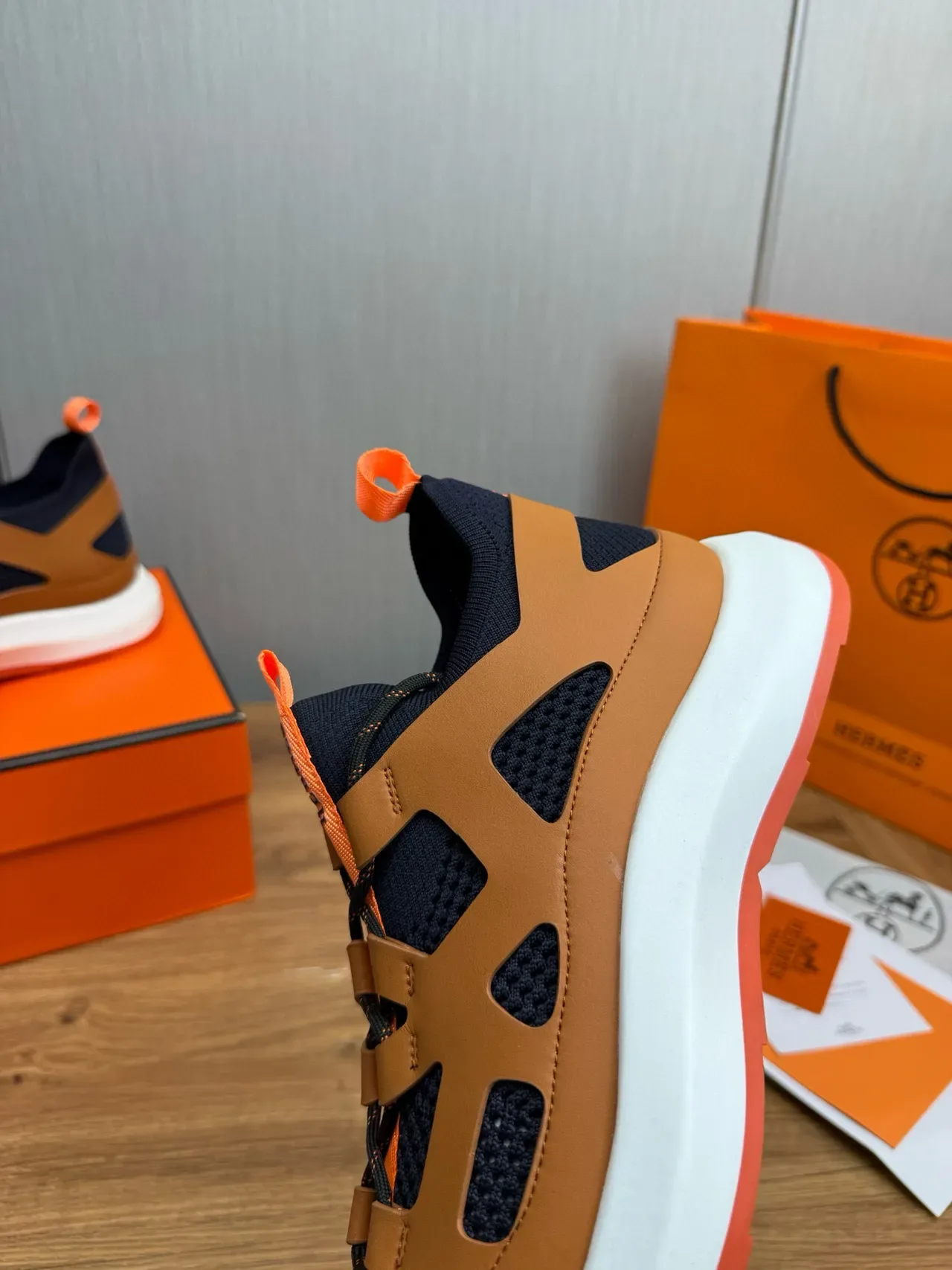 Hermès Oran Sneaker Tan Navy Orange Lifestyle Sneakers 9
