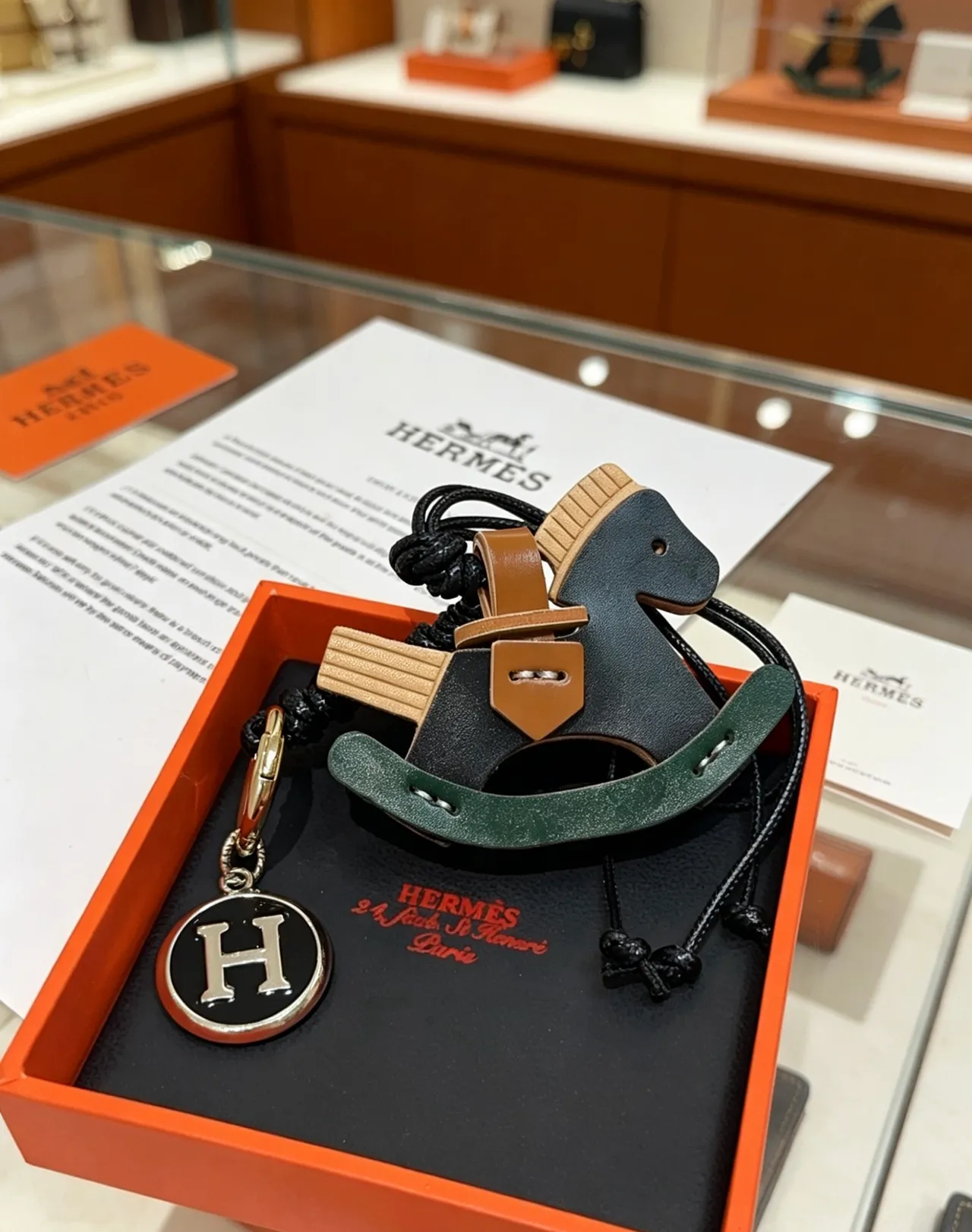 Hermès Rocker Horse Black Green Rocking Silhouette Multi-Tone Leather Crossbody Bag 2