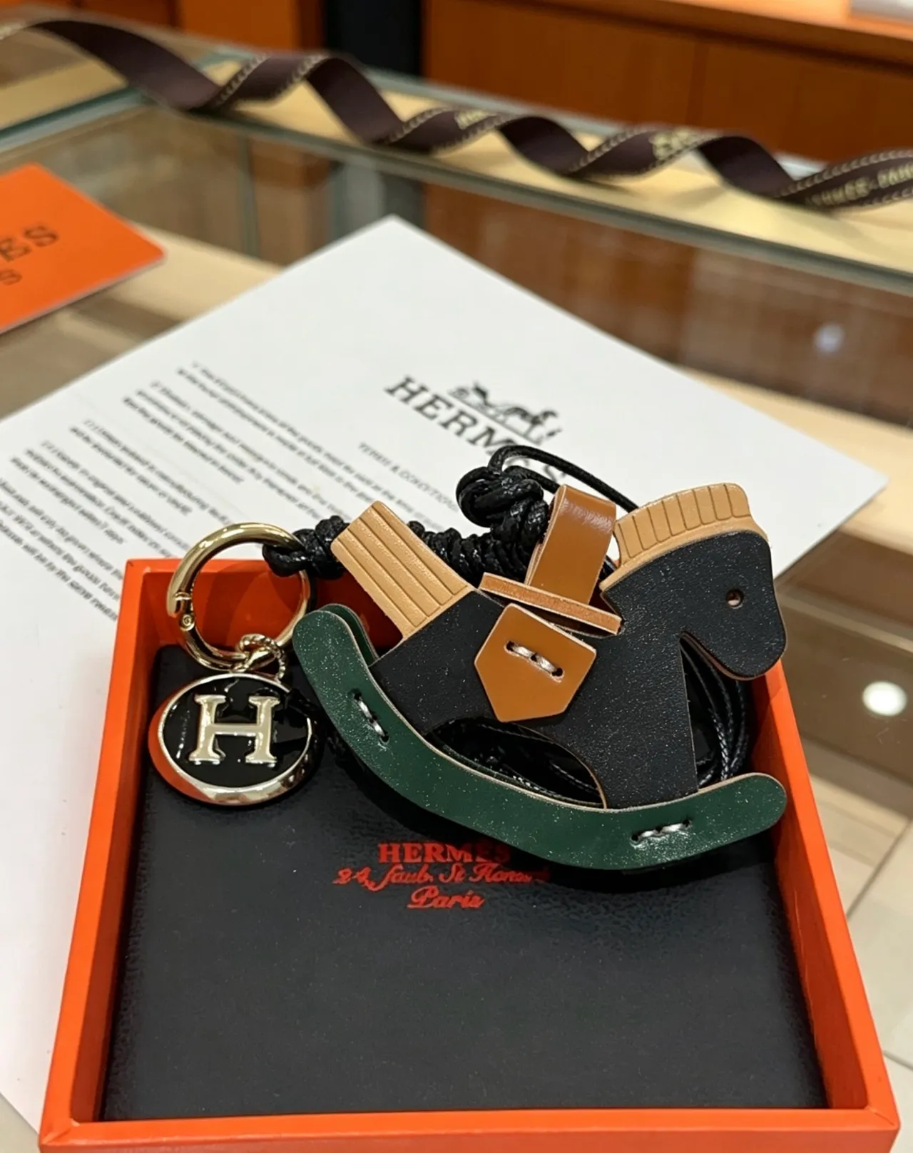 Hermès Rocker Horse Black Green Rocking Silhouette Multi-Tone Leather Crossbody Bag 3