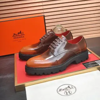 Hermès Two-Tone Brown Polished Leather Cap-Toe Oxford Shoes