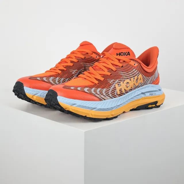 Hoka Orange Bleu Upper en Knit Engineered Midsole Multicouche Chaussures de Course 2