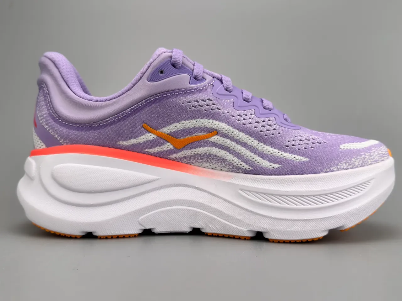 Hoka Purple Orange Engineered Knit Upper Thick Layered Midsole Running Shoes 10