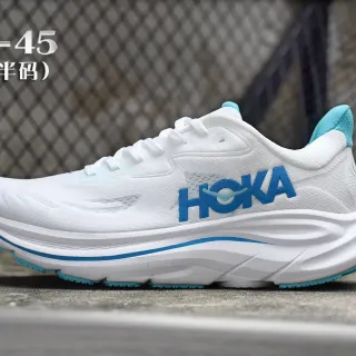Hoka blanco azul ingenieril knit upper esculpido media suela running zapatillas
