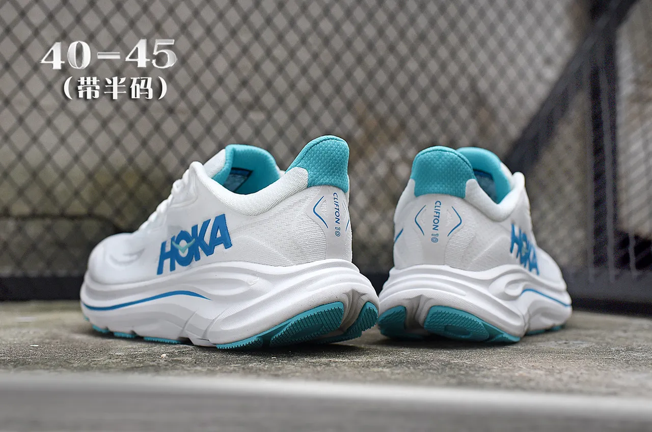 Hoka branco azul ingenieril knit upper esculpido sola média running tênis 6