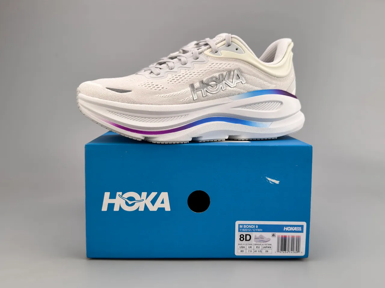Hoka Branco e Roxo Malha Engenhada Upper Sculpted Midsole Tênis de corrida 2