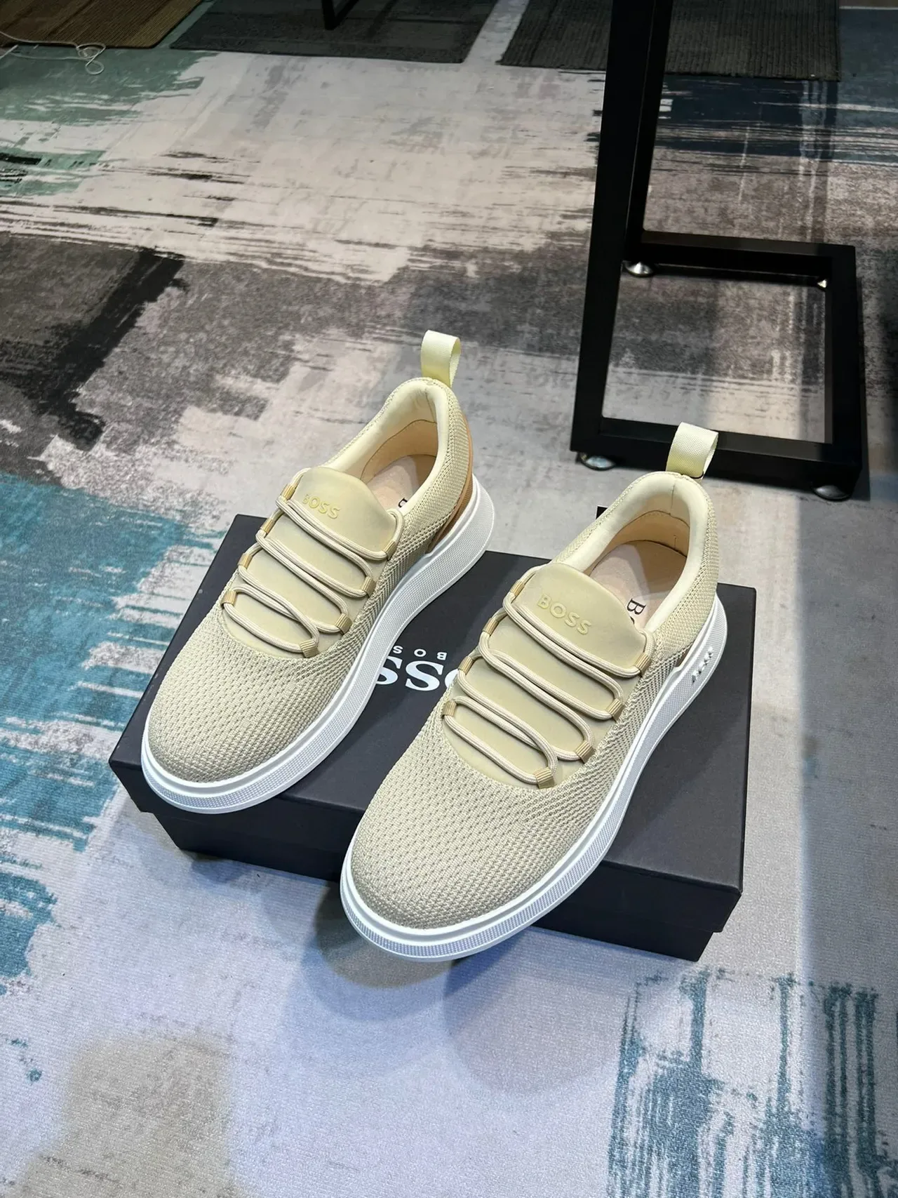 Hugo Boss Bege Marrom Parte Superior de Malha Fecho com Alça Elástica Tênis Lifestyle 5