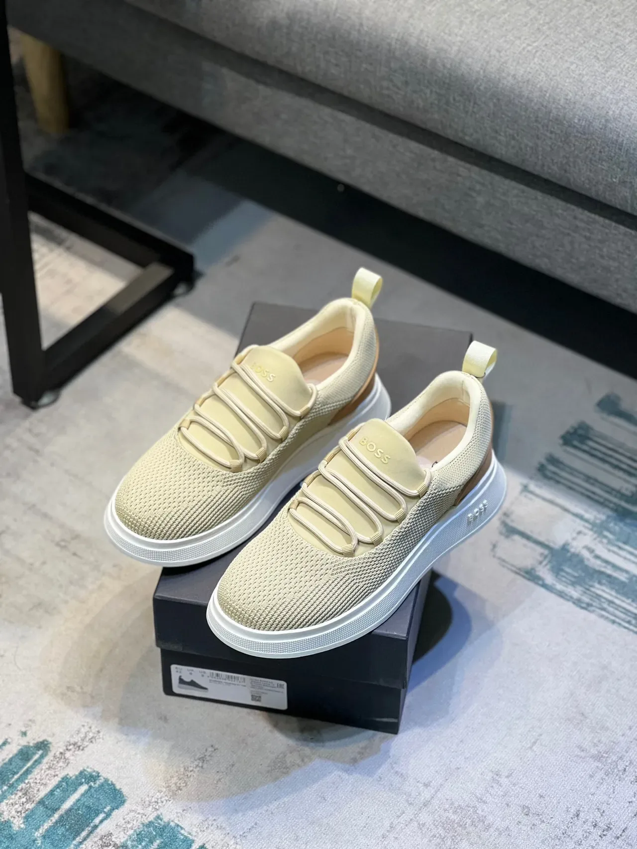 Hugo Boss Bege Marrom Parte Superior de Malha Fecho com Alça Elástica Tênis Lifestyle 6