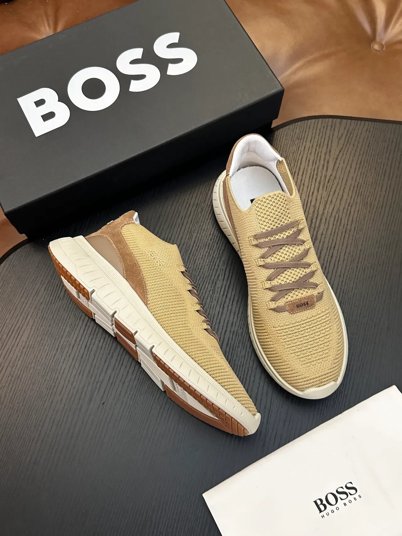 Hugo Boss chaussures lifestyle beige en maille slip-on 4