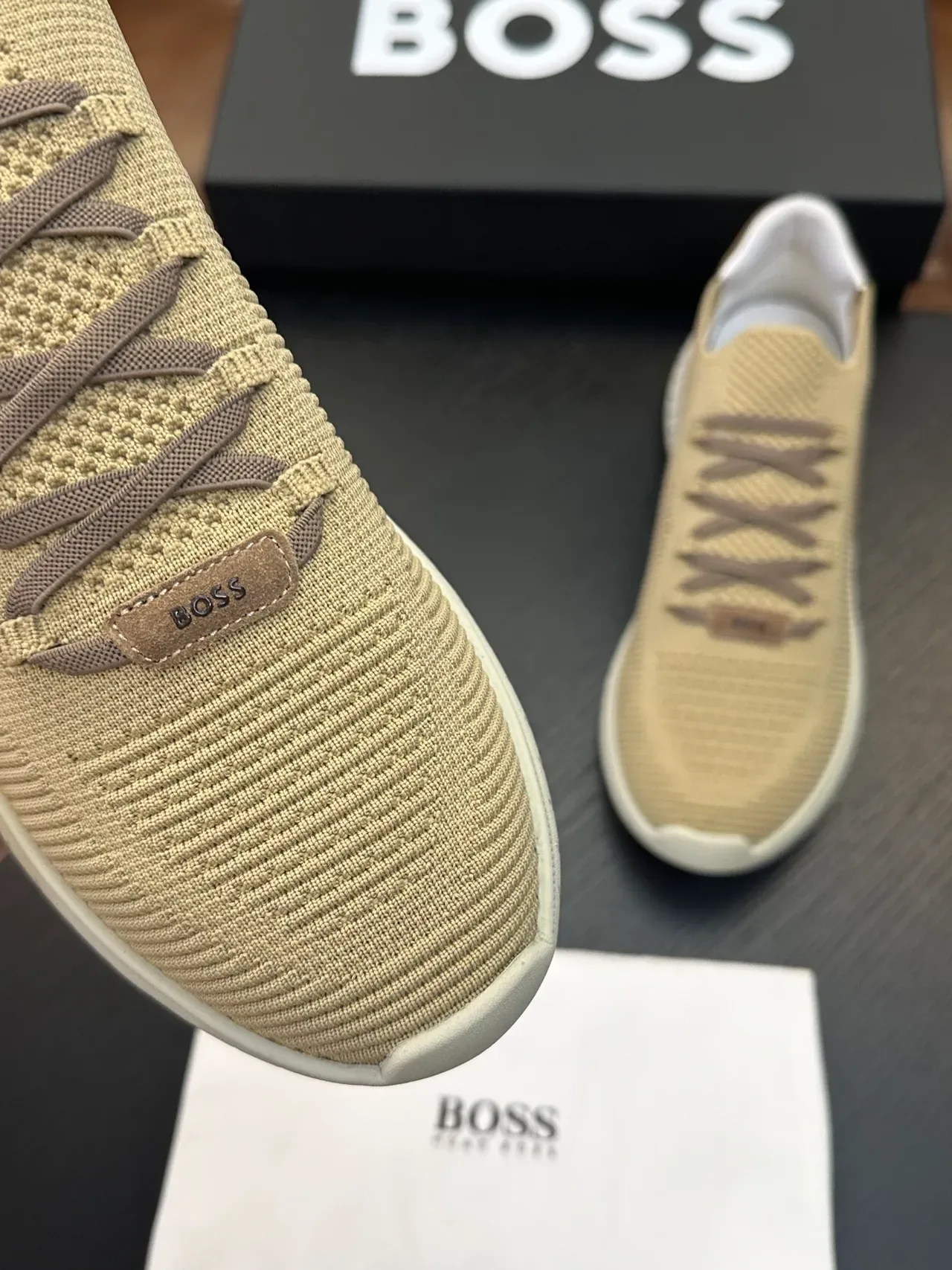 Hugo Boss chaussures lifestyle beige en maille slip-on 6