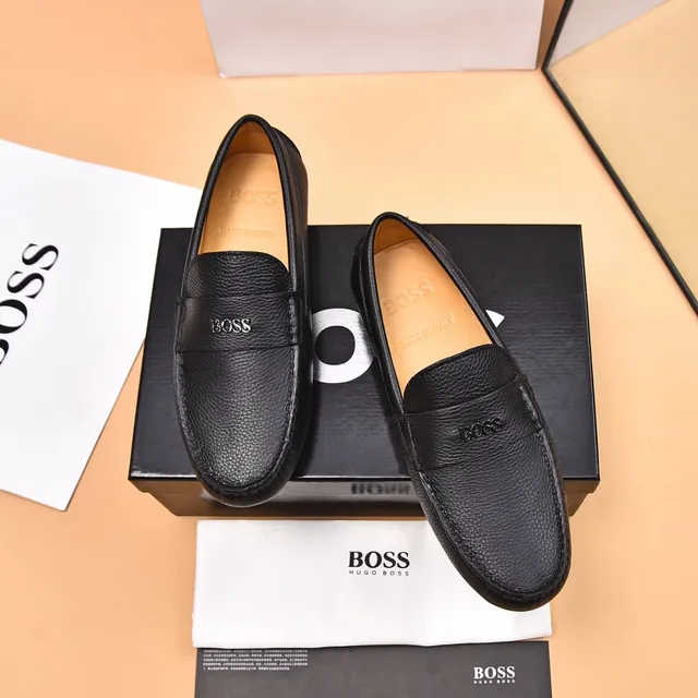 Hugo Boss Noir Brun Cuir Grainé Bride Penny Mocassin 2