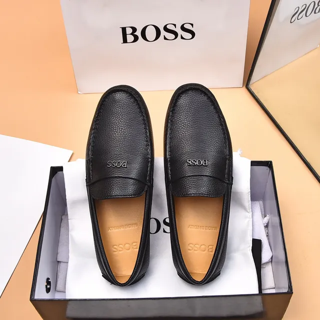 Hugo Boss Noir Brun Cuir Grainé Bride Penny Mocassin 3