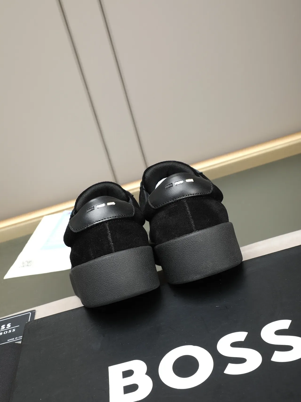 Hugo Boss Black Suede and Leather Platform Lifestyle Sneaker 3