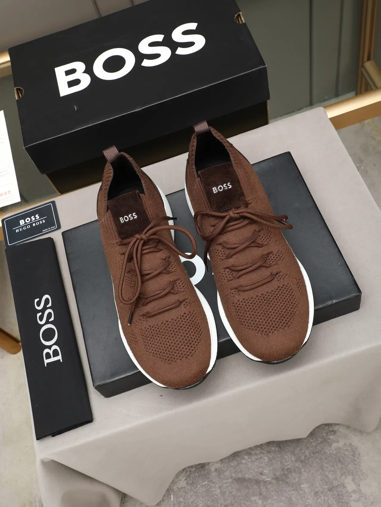 Hugo Boss Brown Knit Sock-Fit Sneaker 2