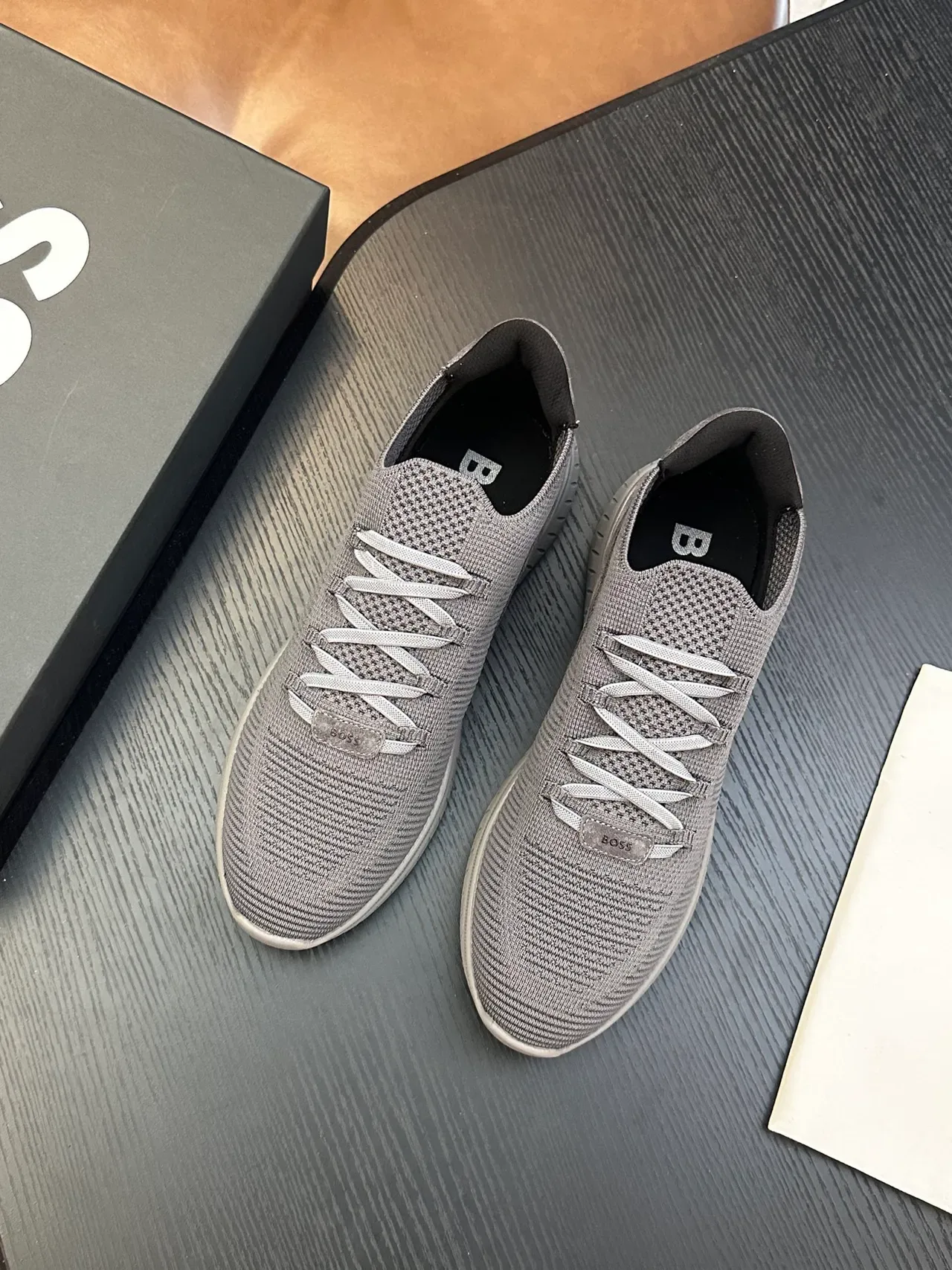 Hugo Boss Chaussures Tricot Slip-On Gris Lifestyle 3