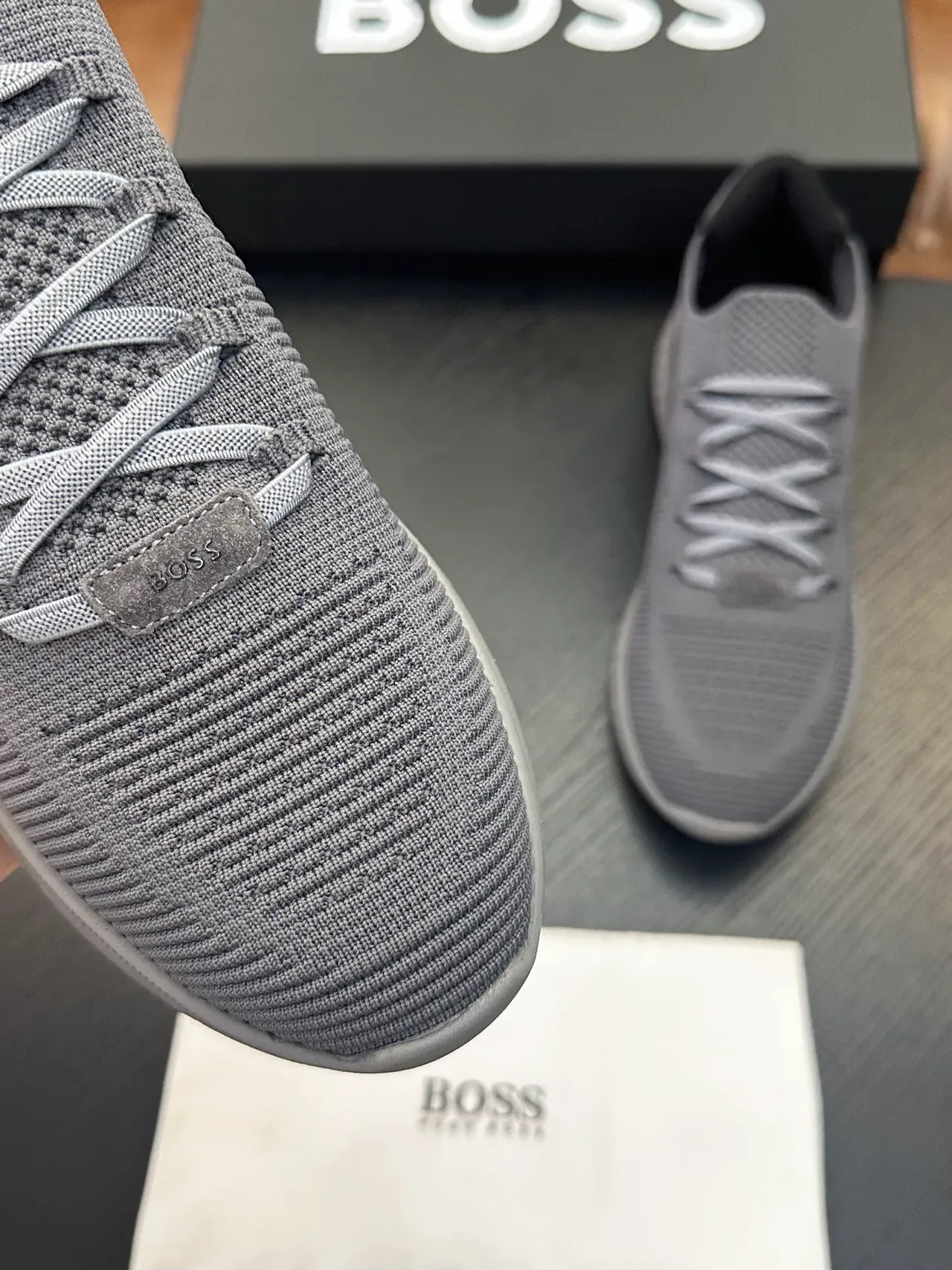 Hugo Boss Chaussures Tricot Slip-On Gris Lifestyle 6
