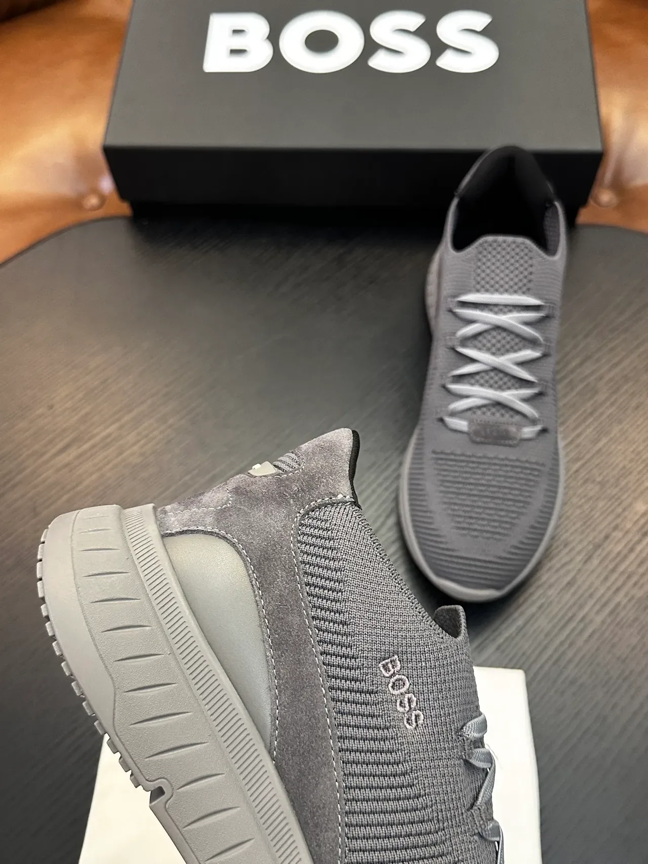 Hugo Boss Chaussures Tricot Slip-On Gris Lifestyle 7