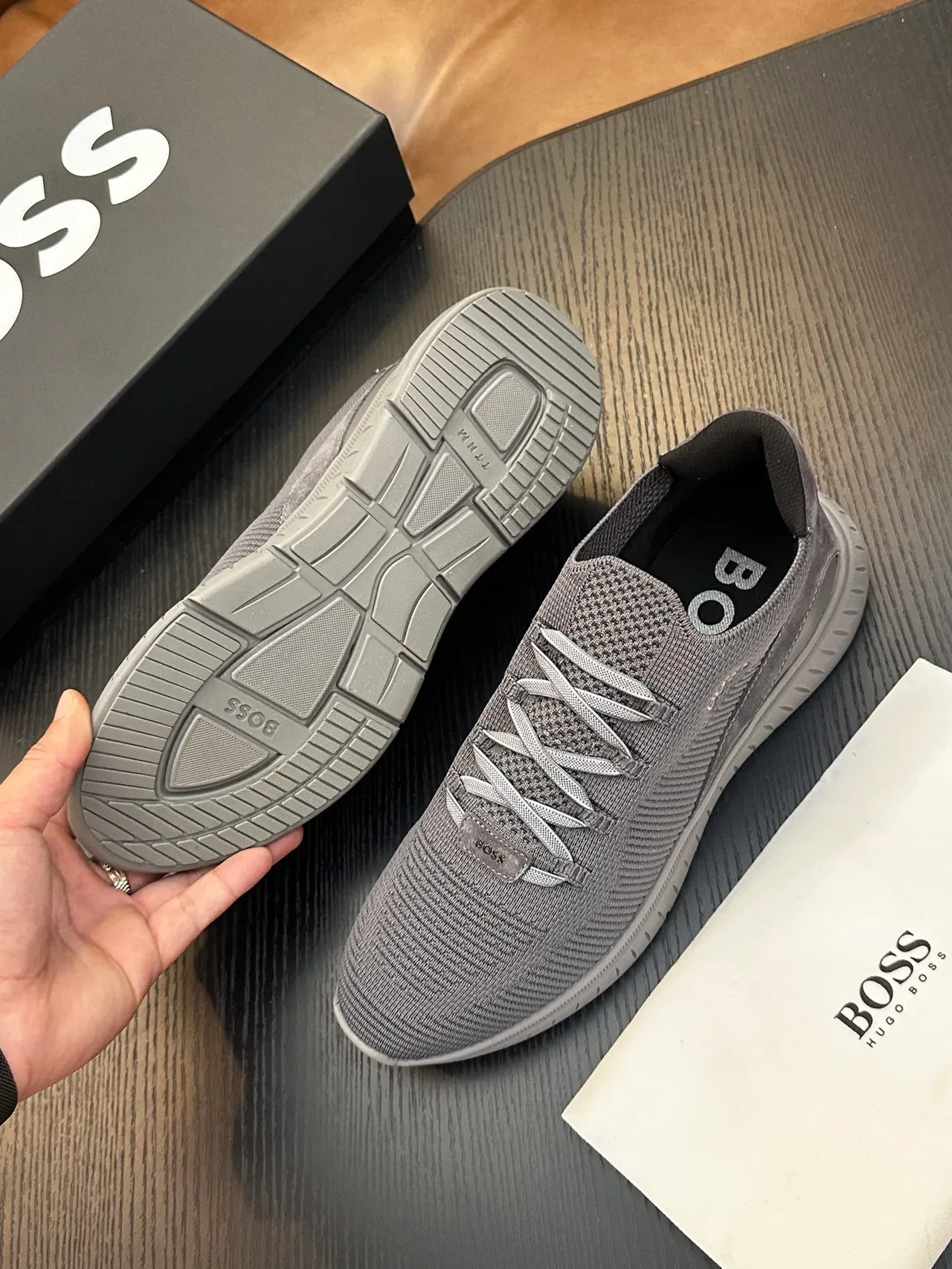 Hugo Boss Chaussures Tricot Slip-On Gris Lifestyle 9