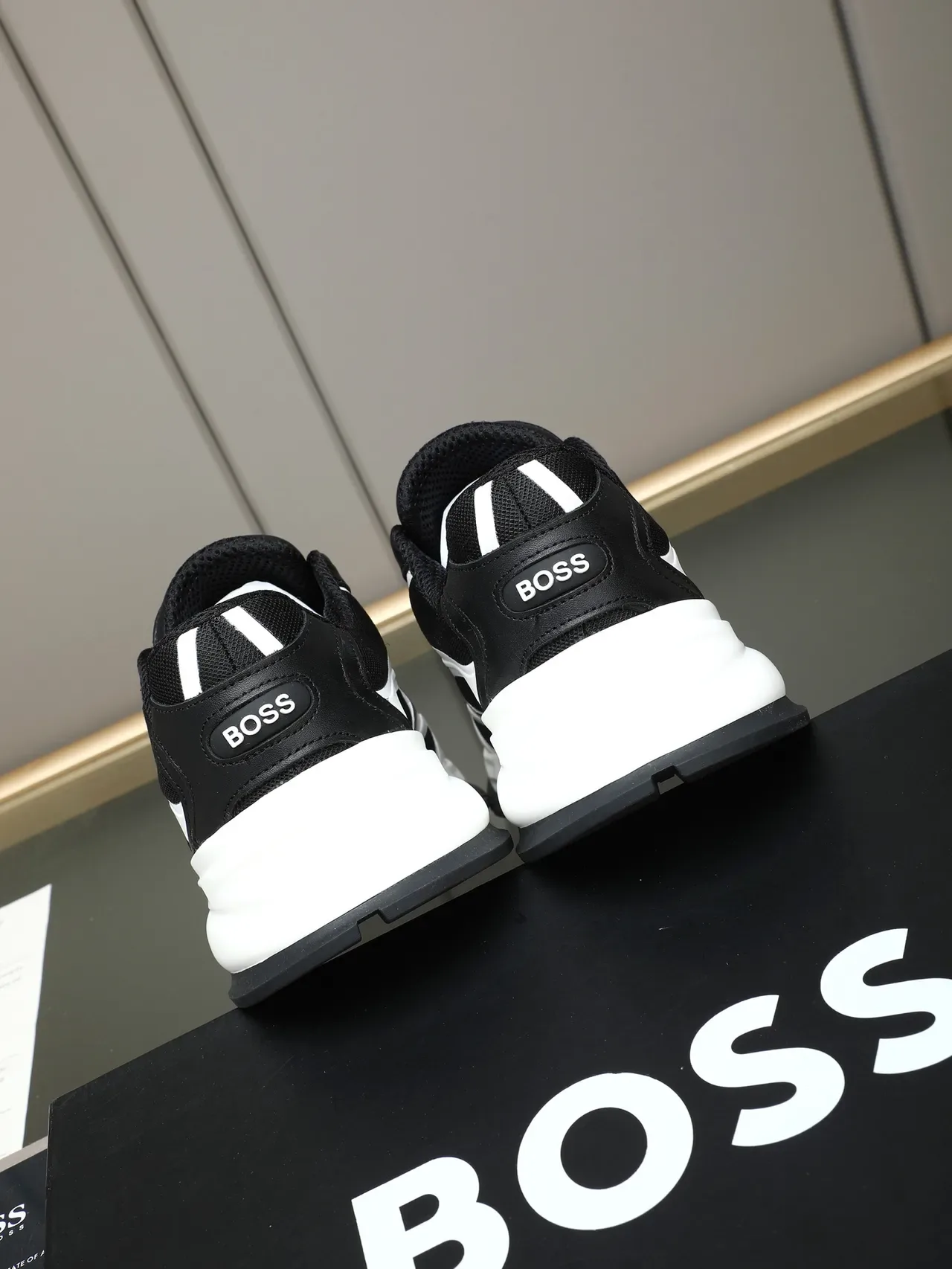 Hugo Boss Lifestyle Sneaker Black and White Wave Overlay Sneaker 3