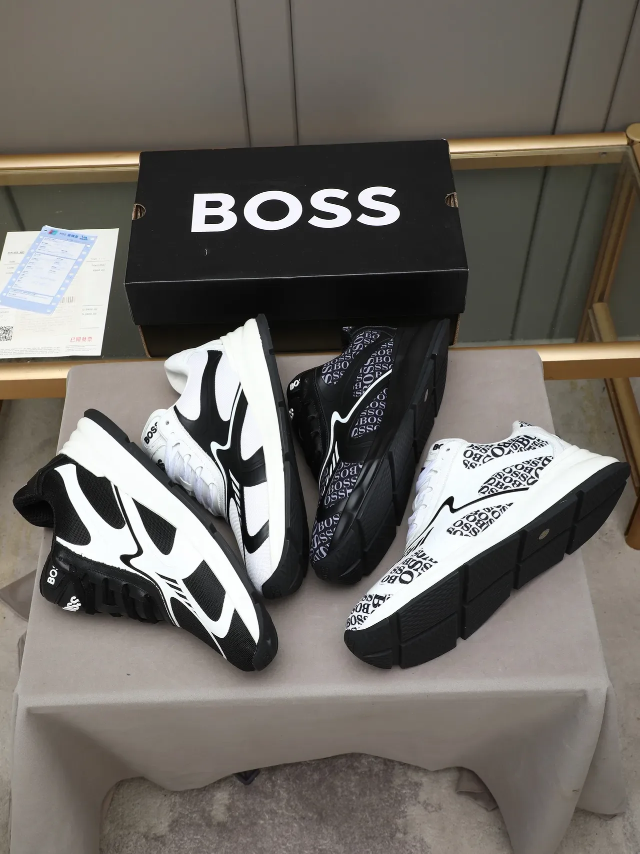 Hugo Boss Monogram-Print White Lifestyle Sneakers 2