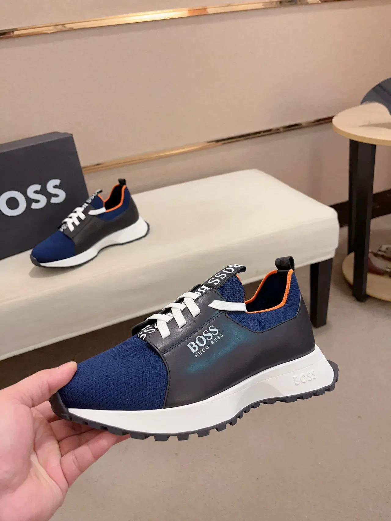 Hugo Boss Navy and Black Knit Sneaker 3