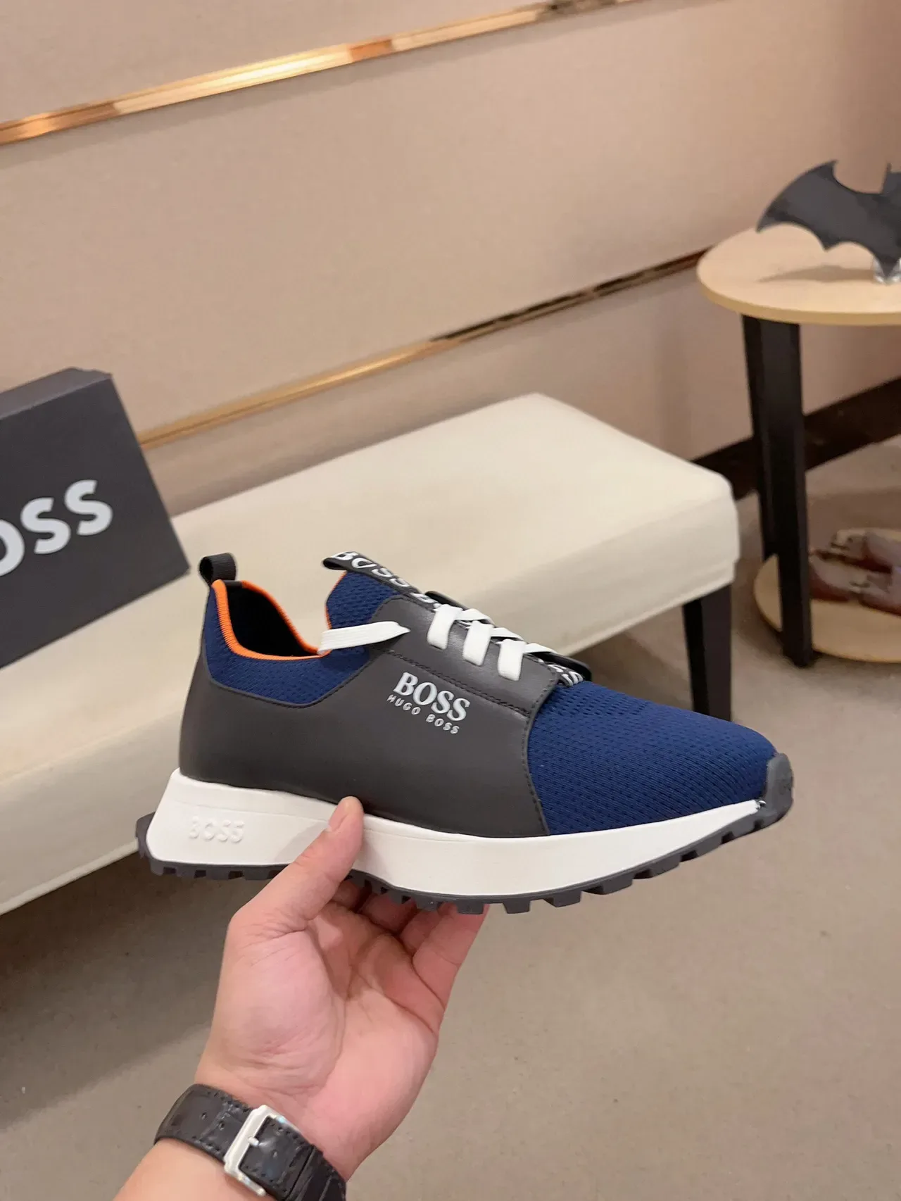 Hugo Boss Navy and Black Knit Sneaker 4