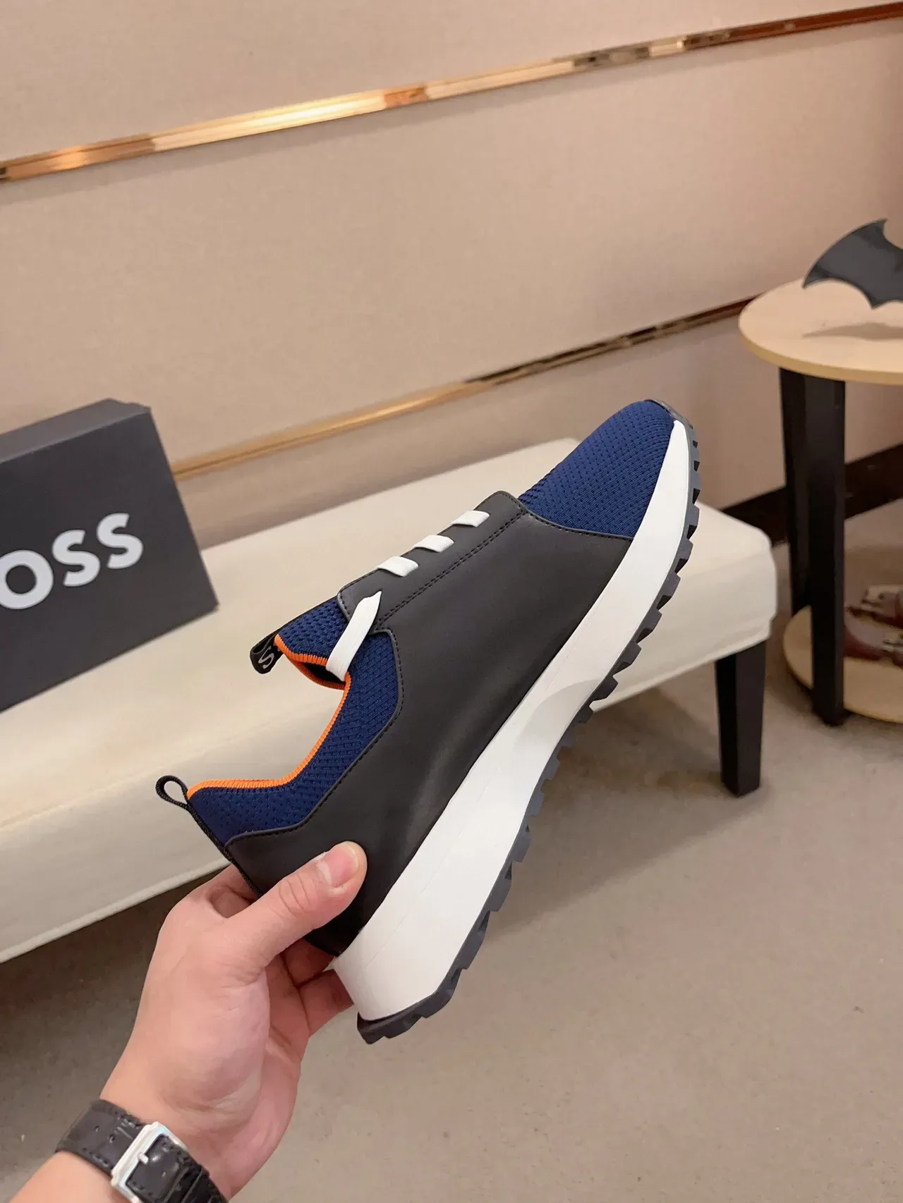 Hugo Boss Navy and Black Knit Sneaker 5