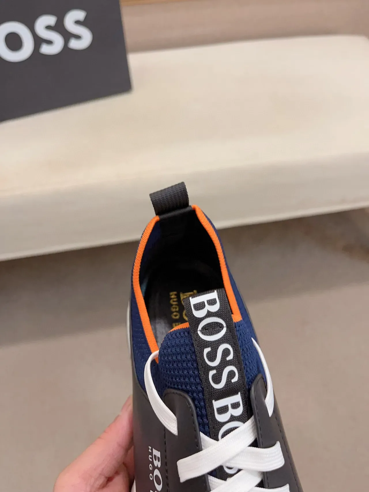 Hugo Boss Navy and Black Knit Sneaker 6