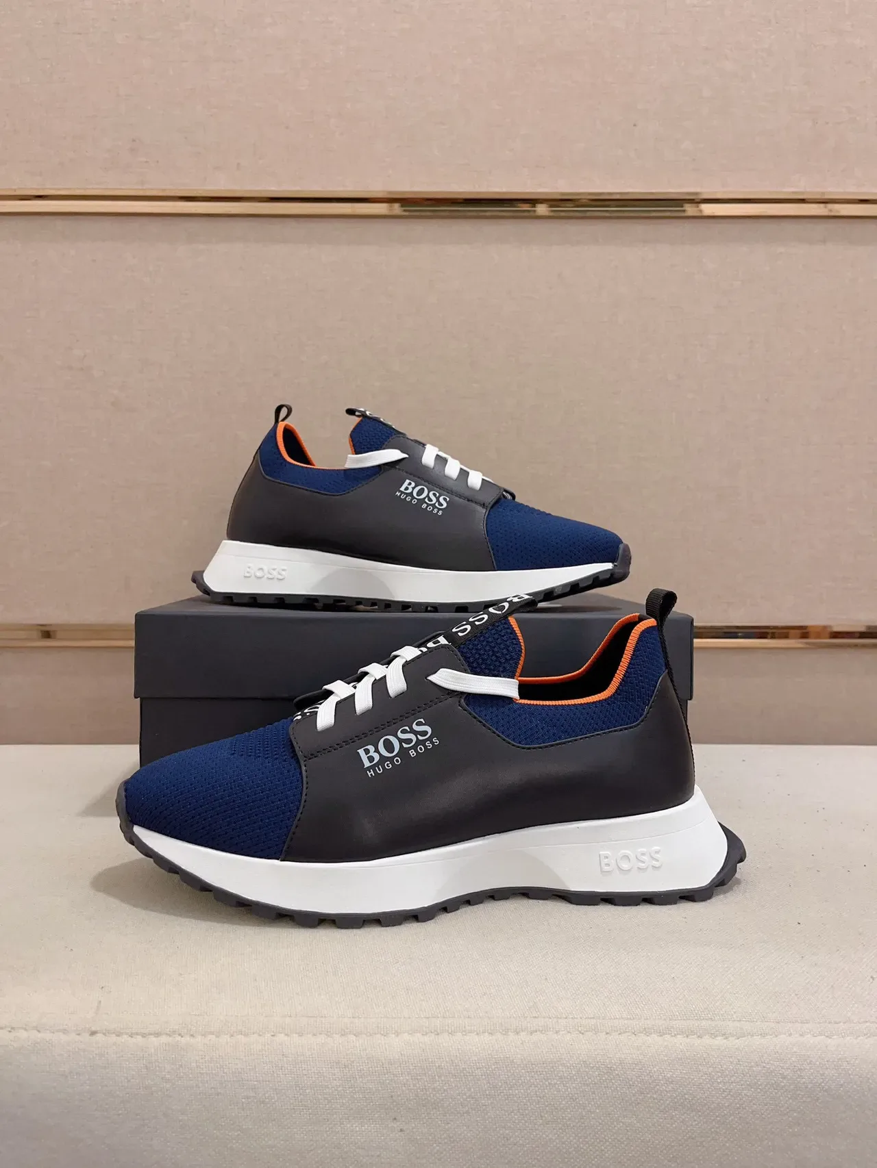 Hugo Boss Navy and Black Knit Sneaker 7