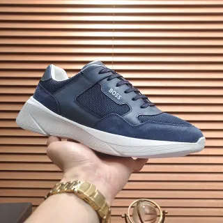 Hugo Boss Navy Blue Suede and Mesh Lifestyle Sneaker