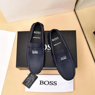 Hugo Boss Loafer Penny de Couro Azul Marinho Pebbled