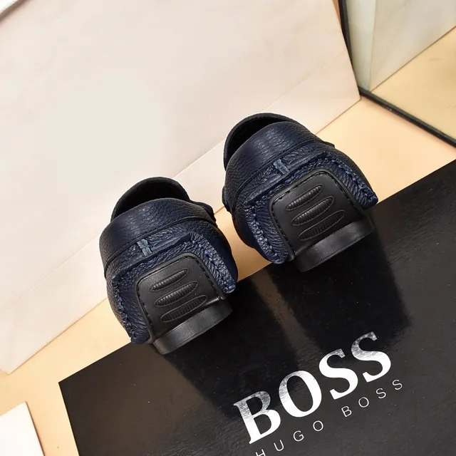 Hugo Boss Navy Pebbled Leather Penny Loafer 3
