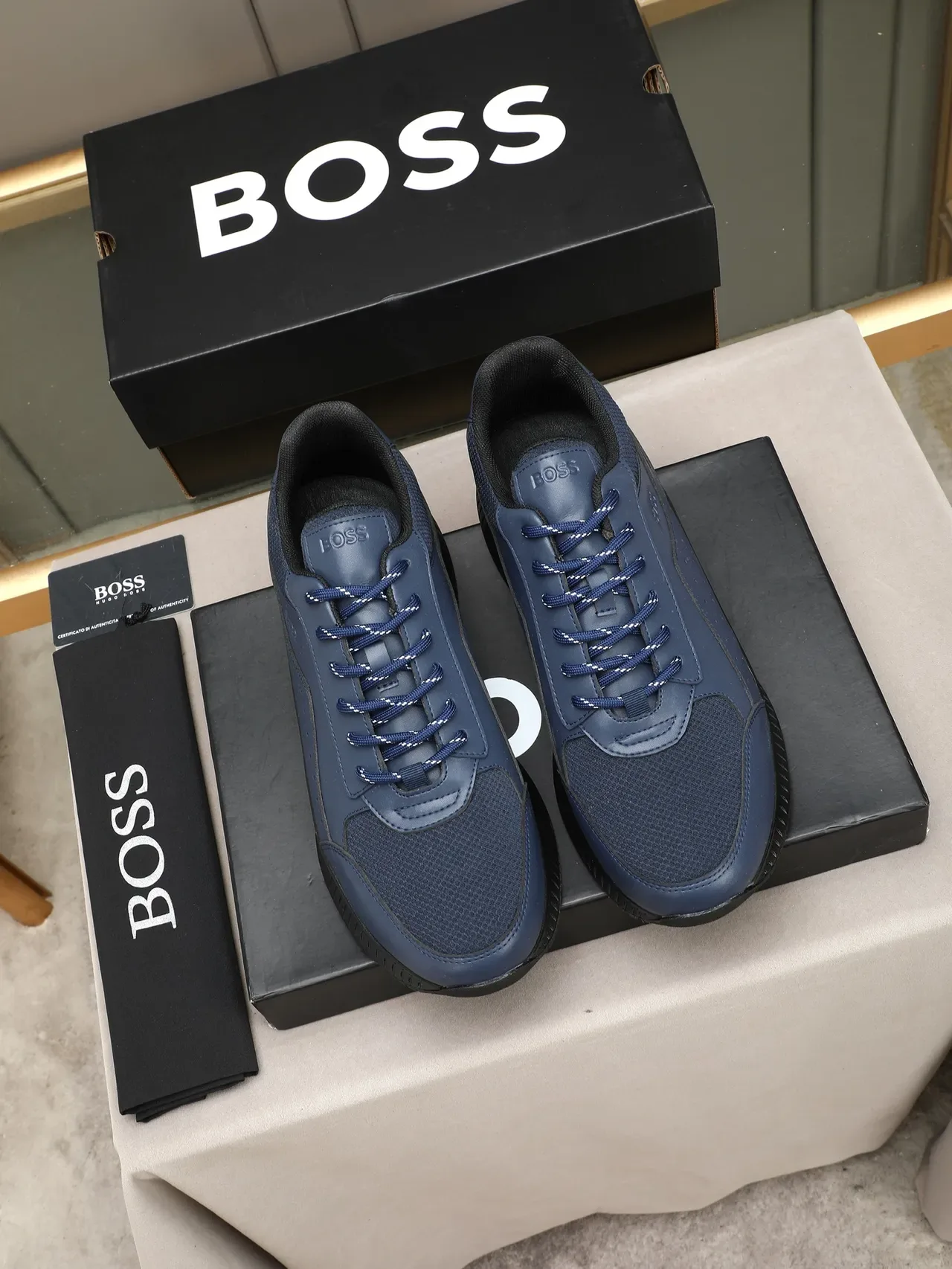 Hugo Boss Navy Perforated Leather Lifestyle Sneaker 2