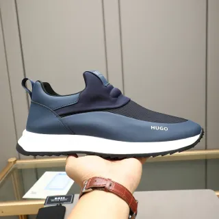 Hugo Boss Navy White Slip-On Sock-Fit Upper Lifestyle Sneakers