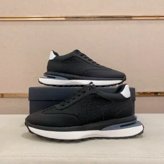 Hugo Boss Runner أسود أبيض مطبوع حرفي نمط حياة سنيكر