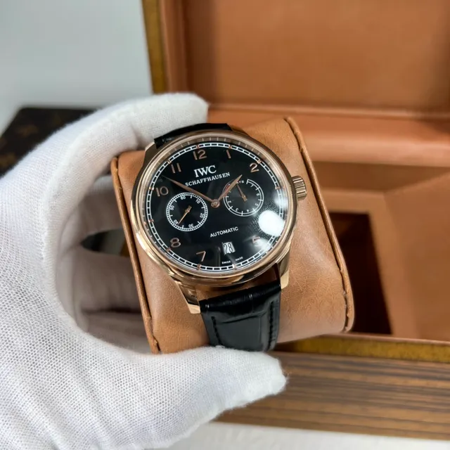 IWC Portugieser Automatic Rose Gold Black Dial Mechanical Watch 4
