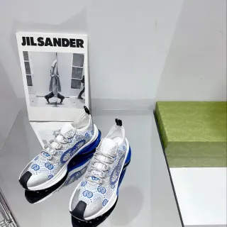 Jil Sander Patterned Knit Runner White Blue Upper Geometric Pattern Lifestyle Sneakers
