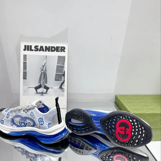 Jil Sander Patterned Knit Runner White Blue Upper Geometric Pattern Lifestyle Sneakers 2