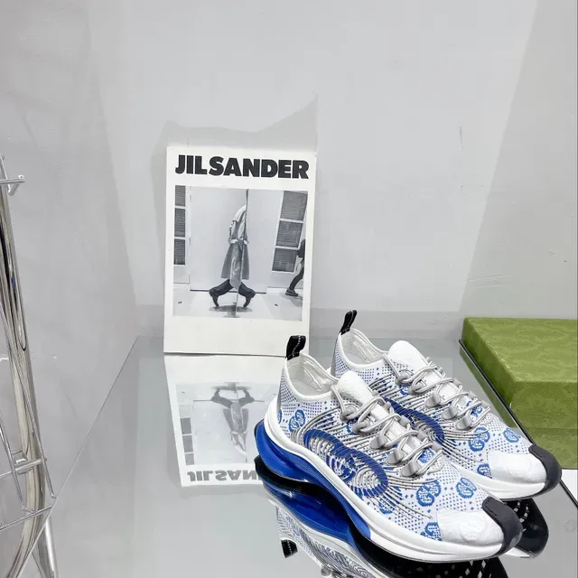 Jil Sander Patterned Knit Runner White Blue Upper Geometric Pattern Lifestyle Sneakers 8