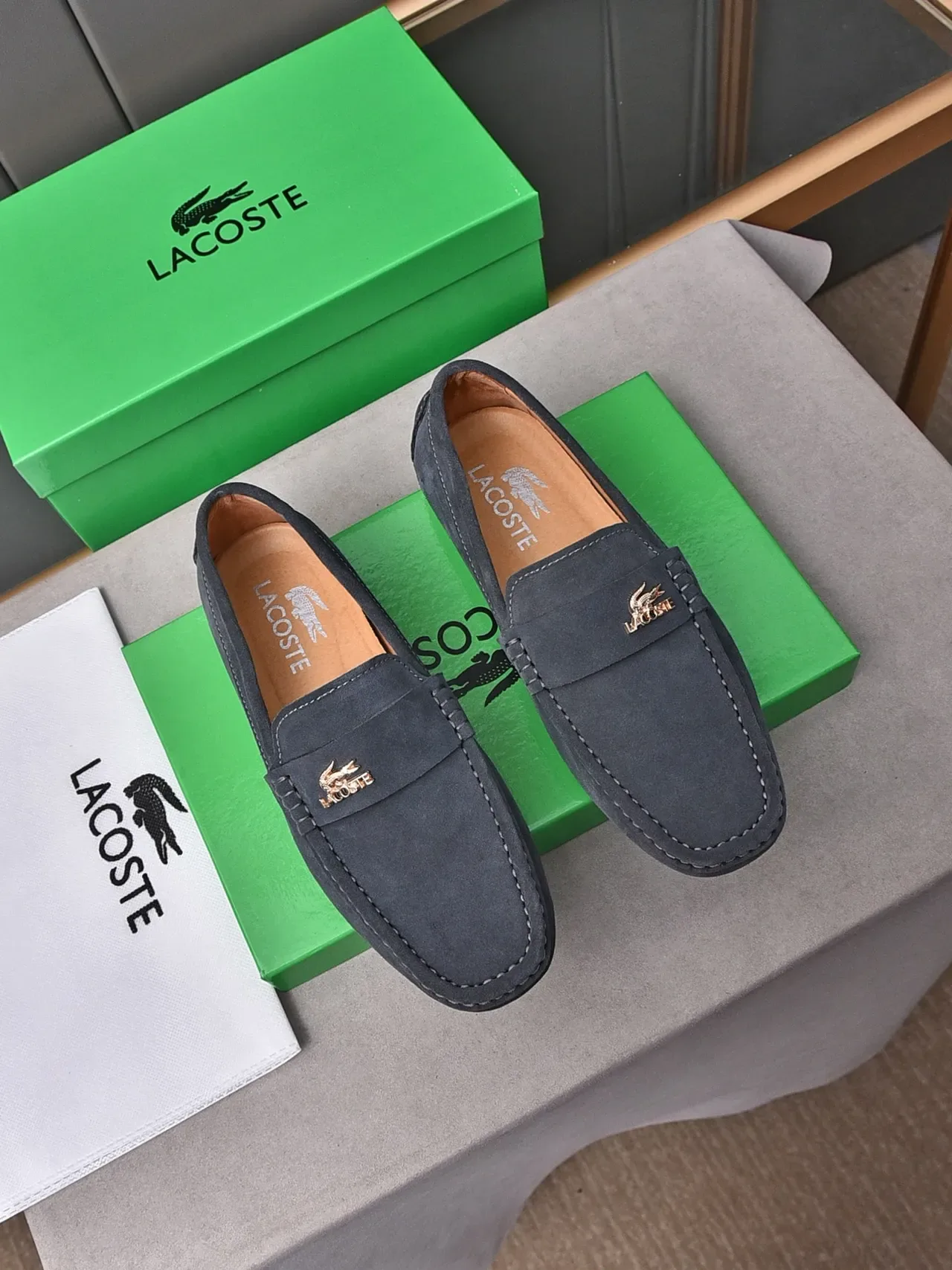 Lacoste Loafer Gray Black Suede Upper Penny Strap Loafer 2