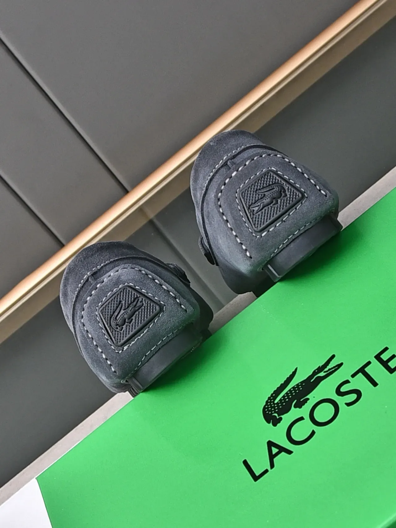 Lacoste Loafer Gray Black Suede Upper Penny Strap Loafer 3