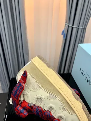 Lanvin Beige Red Laceless Design Sculpted Midsole Sneakers 7