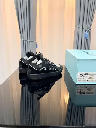 Lanvin 黑色白色 分层鞋面 锯齿形图案鞋带 生活方式运动鞋 6