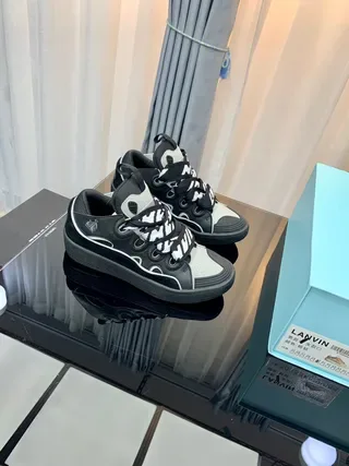 Lanvin 黑色白色 分层鞋面 锯齿形图案鞋带 生活方式运动鞋 7