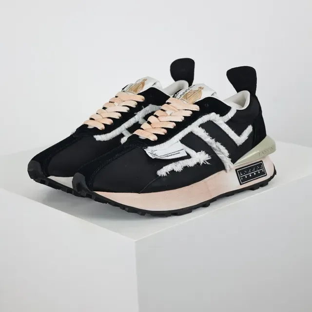 Lanvin Runner rayures effilochées noir beige sneakers lifestyle 2