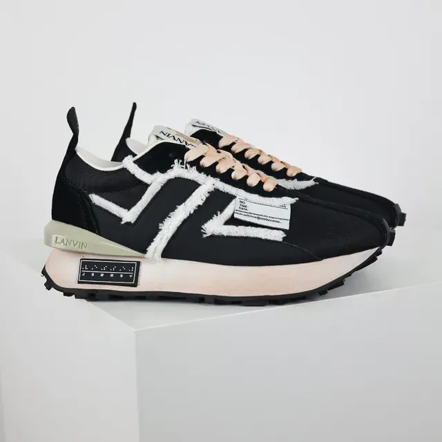 Lanvin Runner rayures effilochées noir beige sneakers lifestyle 3